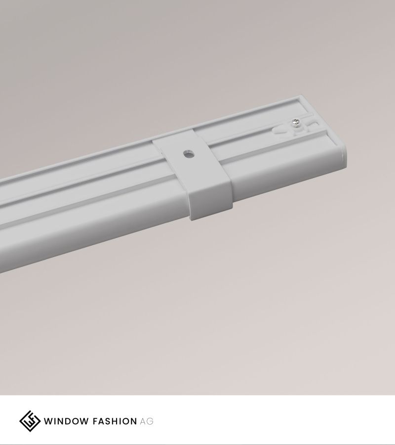 SET Vorhangschiene 115cm mit 3 Innenläufen für Deckenmontage in Grau