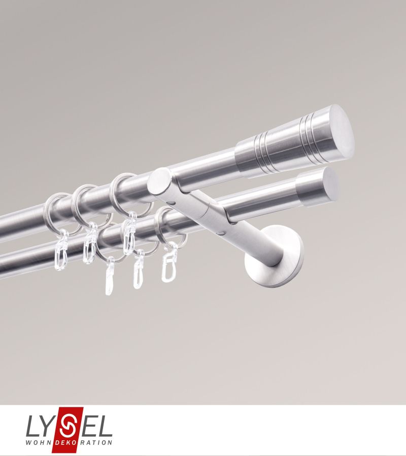 Lysel - SET Opal 600cm Doppel-Kombiträger offen 2-Lauf mit Endstücke Cone in Edelstahl-Optik