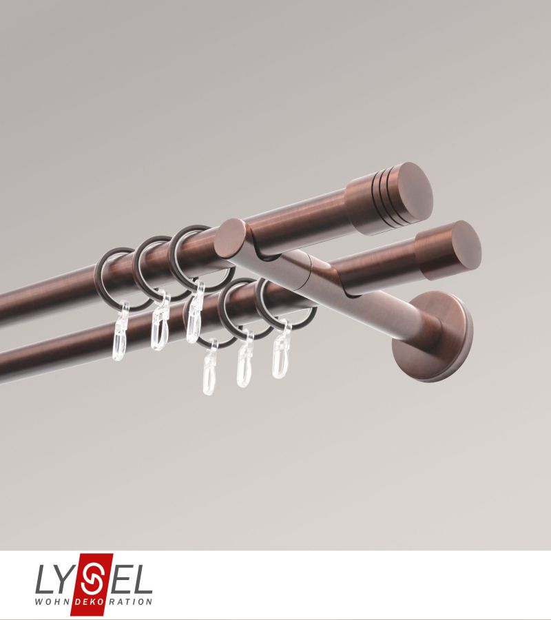Lysel - SET Opal 640cm Doppel-Kombiträger offen 2-Lauf mit Endstücke Zylinder in Bronze