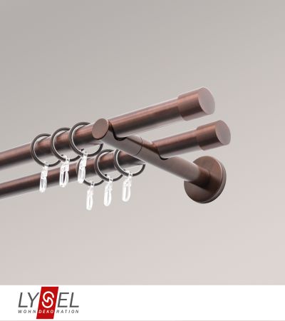 Lysel - SET Opal 640cm Doppel-Kombiträger offen 2-Lauf mit Endstücke Zylinder in Bronze